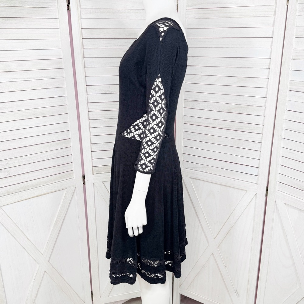 Free People To The Point Lace Cutouts Stretch Skater Dress Black‎ Small Gothic - Picture 3 of 14